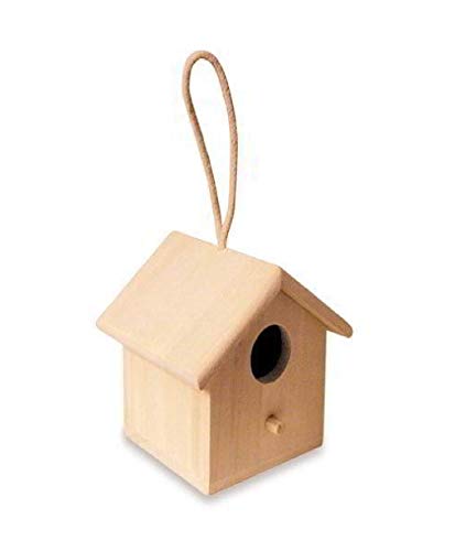 VOLIERA Vogelhaus aus Holz mit Seil 13,5 x 13,5 x 10 cm H von CWR