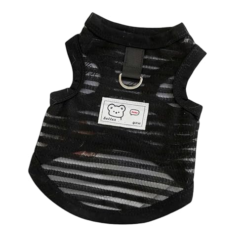 CXHJCQ Hundepullover Frühlings- Und Sommer Atmungsfreie Leichte Hohle, Gestreifte Hunde Weste Katze Teddy Hundekleidung-a-xs von CXHJCQ