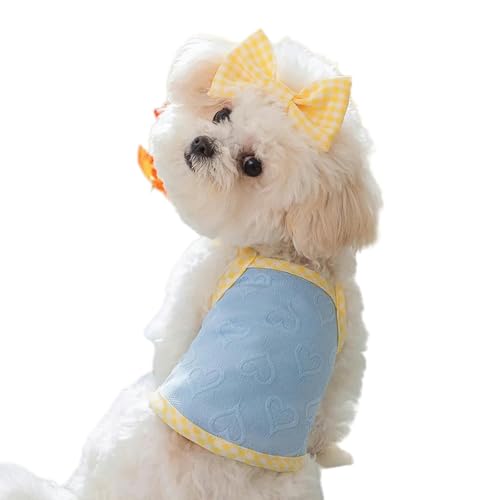 CXHJCQ Hundepullover Hundeweste Sommer Dünne Liebe Reliefmuster Haustierkleidung Für Kleine Mittelgroße Hunde Katzen Süß-blau-XL von CXHJCQ