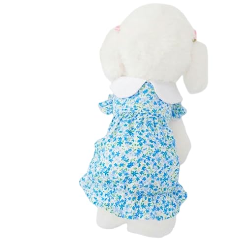 CXHJCQ Hundepullover Sommerpuppenkleidung Dog Blumenkleid Süßes Druckhund Prinzessin Rock Weiche Katze Kleid Chihuahua Hundekleidung-blau-XL von CXHJCQ