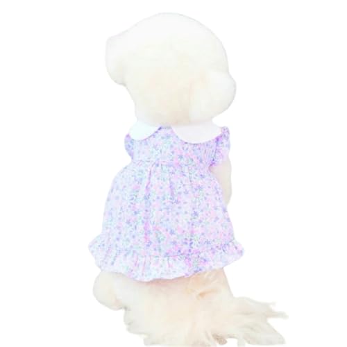 CXHJCQ Hundepullover Sommerpuppenkleidung Dog Blumenkleid Süßes Druckhund Prinzessin Rock Weiche Katze Kleid Chihuahua Hundekleidung-lila-m von CXHJCQ