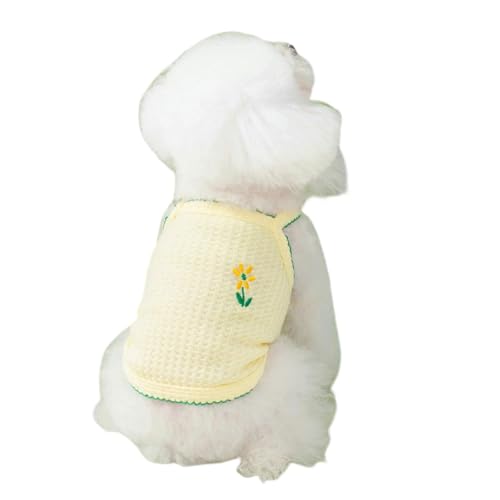 CXHJCQ Hundepullover Weiche Und Atmungsaktive Haustierweste, Stetgestrickte Baumwoll -t -shirt, Sommerhund Coole Weste-gelb-XL von CXHJCQ