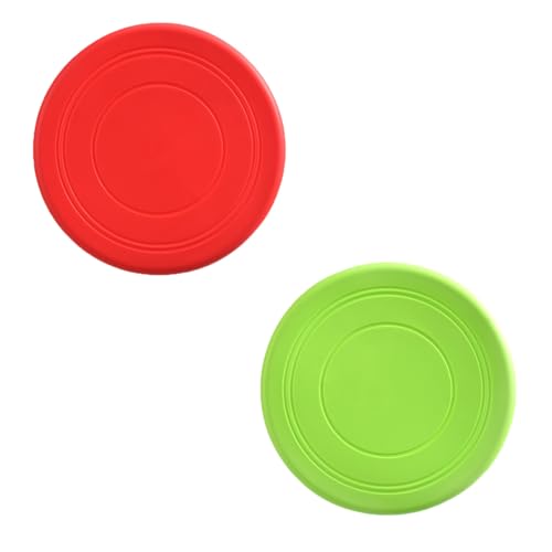 CXNXFD 2Pcs 18cm Hund Frisbee Rot und Grün Float Bissfestes Spiel Werfen Interaktive Ausbildung Weichen Frisbee Haustier Spielzeug von CXNXFD