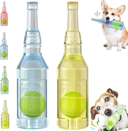 CXNZRLVY Mini-Tennisball für Hunde, Wasserflaschen-Hundespielzeug, interaktives Hundespielzeug, Kauspielzeug für Hunde, quietschendes Hundespielzeug für große/mittlere/kleine Hunde (2 Stück) von CXNZRLVY