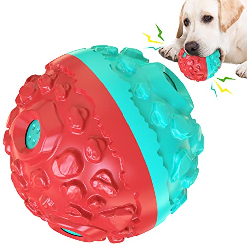 CYBERNOVA Interaktive langlebige Hundespielzeug,Hund kauen Ball, Spaß quietschender Sound Hundeball für kleine mittlere große Rassen (rot+blau) von CYBERNOVA