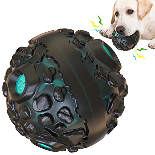 CYBERNOVA Interaktive langlebige Hundespielzeug,Hund kauen Ball, Spaß quietschender Sound Hundeball für kleine mittlere große Rassen (schwarz+ Seeblau) von CYBERNOVA