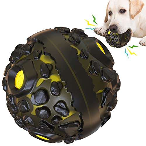 CYBERNOVA Interaktive langlebige Hundespielzeug,Hund kauen Ball, Spaß quietschender Sound Hundeball für kleine mittlere große Rassen (schwarz+gelb) von CYBERNOVA