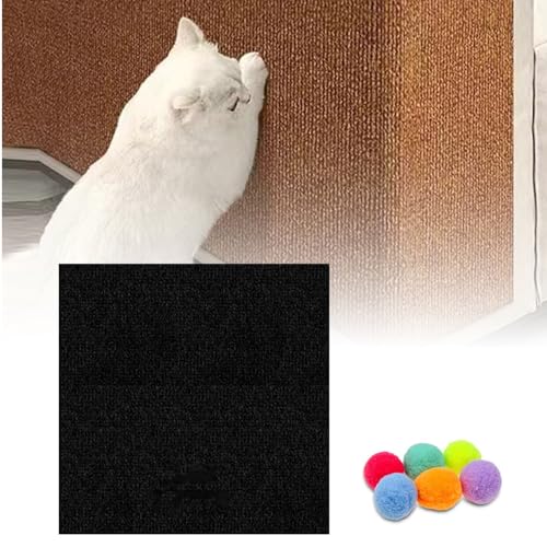 CYHTYM Kratzmatte Katze Selbstklebend 39,3" Selbstklebende Katzenkratzmatte, zuschneidbare Katzenkratzmatte, DIY vielseitiger Schutz für Couch und Möbel(Black,30x100cm/11.8x39.3) von CYHTYM