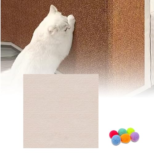 CYHTYM Kratzmatte Katze Selbstklebend 39,3" Selbstklebende Katzenkratzmatte, zuschneidbare Katzenkratzmatte, DIY vielseitiger Schutz für Couch und Möbel(Khaki,30x100cm/11.8x39.3) von CYHTYM