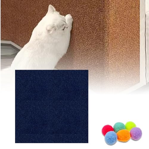 CYHTYM Kratzmatte Katze Selbstklebend 39,3" Selbstklebende Katzenkratzmatte, zuschneidbare Katzenkratzmatte, DIY vielseitiger Schutz für Couch und Möbel(Navy Blue,30x100cm/11.8x39.3) von CYHTYM