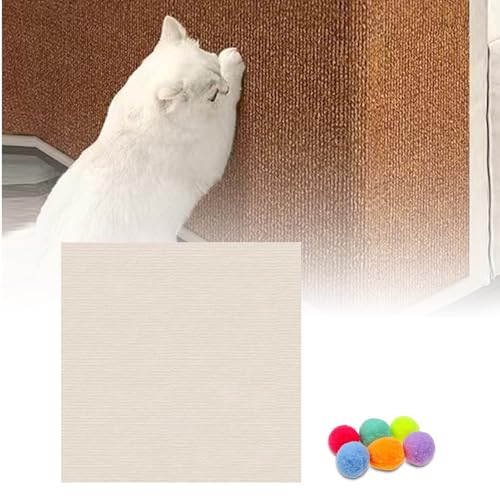 CYHTYM Kratzmatte Katze Selbstklebend 39,3" Selbstklebende Katzenkratzmatte, zuschneidbare Katzenkratzmatte, DIY vielseitiger Schutz für Couch und Möbel(Off White,30x100cm/11.8x39.3) von CYHTYM