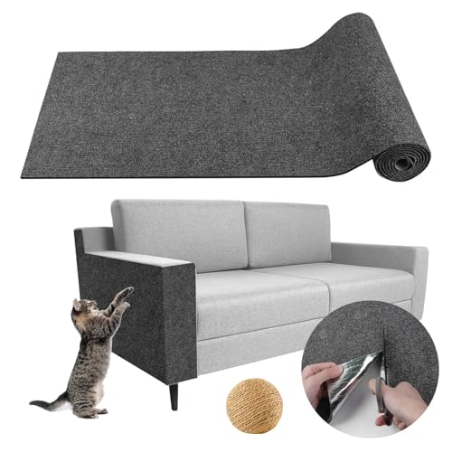 CYHTYM Kratzmatte Katze Selbstklebend Katzenkratz-Teppichmatte mit Selbstklebender Unterseite, zuschneidbare, Selbstklebende DIY-Katzenkratzmatte, schützt Möbelböden(Dark Grey,30x100cm/11.8x39.3) von CYHTYM