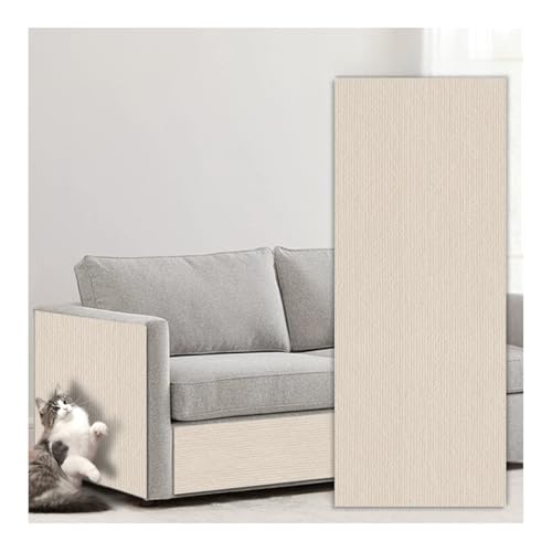 Kratzmatte Katze Selbstklebend Katzenkratz-Kletterteppichmatte, Selbstklebende Teppichmatte, Ersatz für Kratzbaumregale, Pfosten, Couch, Wandmöbel, Stufen(Off White,60x100cm/23.6x39.3) von CYHTYM