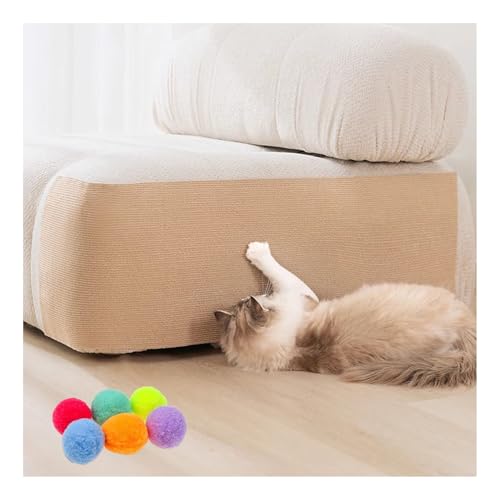 Kratzmatte Katze Selbstklebend Katzenkratzpad für die Wand, selbstklebendes Teppichmatten-Pad, Ersatz für Kratzbaumregale, Pfosten, Couch, Wandmöbel, DIY-Schutz(30x100cm/11.8x39.3) von CYHTYM