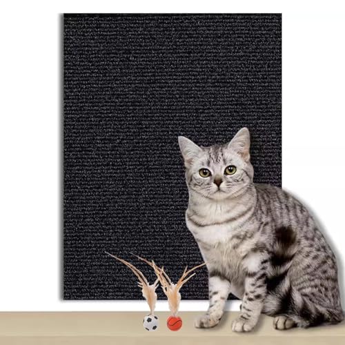 Kratzmatte Katze Selbstklebend Zuschneidbare Katzenkratzmatte für Schutz von Möbeln, selbstklebende Anti-Katzen-Kratzunterlage für Schutz der Couch und Baumpfosten für Katzenkratzer(Black,30x60cm/11. von CYHTYM