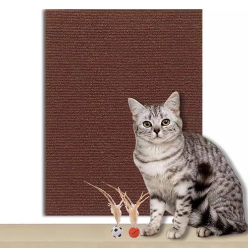 Kratzmatte Katze Selbstklebend Zuschneidbare Katzenkratzmatte für Schutz von Möbeln, selbstklebende Anti-Katzen-Kratzunterlage für Schutz der Couch und Baumpfosten für Katzenkratzer(Brown,30x30cm/11. von CYHTYM