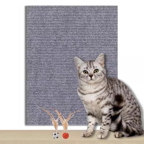 Kratzmatte Katze Selbstklebend Zuschneidbare Katzenkratzmatte für Schutz von Möbeln, selbstklebende Anti-Katzen-Kratzunterlage für Schutz der Couch und Baumpfosten für Katzenkratzer(Light gray,60x60c von CYHTYM