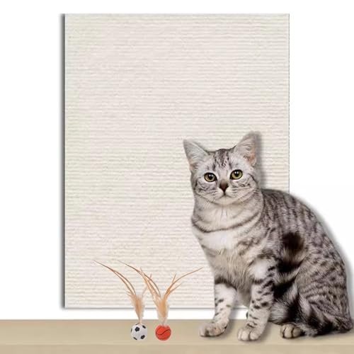 Kratzmatte Katze Selbstklebend Zuschneidbare Katzenkratzmatte für Schutz von Möbeln, selbstklebende Anti-Katzen-Kratzunterlage für Schutz der Couch und Baumpfosten für Katzenkratzer(Off white,60x60cm von CYHTYM