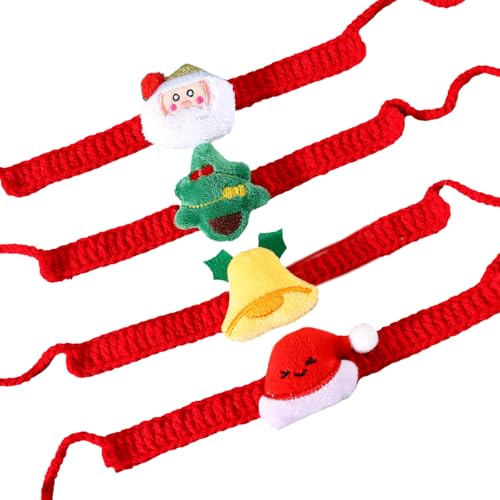 4 Stück Weihnachts Haustier Strickschals Warmer Streifen Krawatte Neujahrsschal Für Urlaubspartys von CYILPR