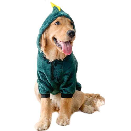 CYILPR Fleece Dinosaurier Kostüm Für Große Hunde Warmer Pullover Overall Für Haustier Halloween Cosplay Kostüm Mottoparty Haustier Outfit von CYILPR