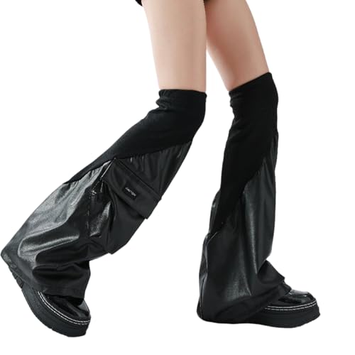 CYILPR Leder Beinwärmer Für Frauen Gotik Punk Ausgestellte Beinwärmer Dunkle Beinsocken Modische Beinhülse Streetwear Geschenke von CYILPR