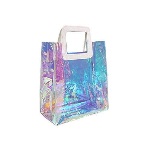 CYILPR Transparente Einkaufstasche, Regenbogenfarben, vielseitig verwendbar, große Kapazität, Schulterhandtasche für Arbeit, Fitnessstudio, Sport, Reisen, Strand von CYILPR