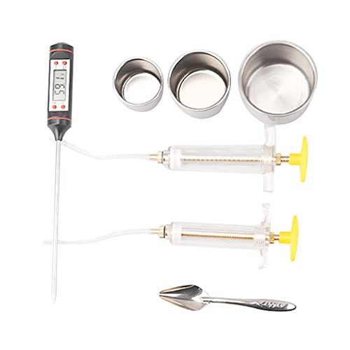 CYILPR Vogelfutterspender, Papageien, Vogelfutterspritze mit Edelstahl-Metall-Futterlöffel, Tassen, Thermometer, manueller Injektor von CYILPR