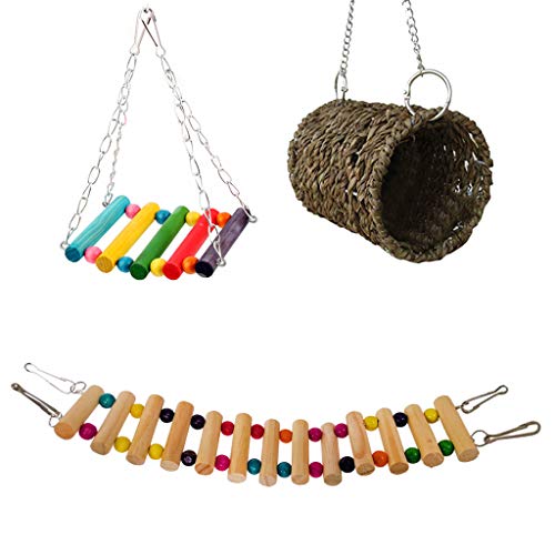 CYILPR Vogelschaukel, gewebtes Vogelnest, Kletterleiter, bunte Schaukel, Hängematte, Schlauchhaus, Käfig-Spielzeug-Set für Papageien, Kanarienvögel von CYILPR