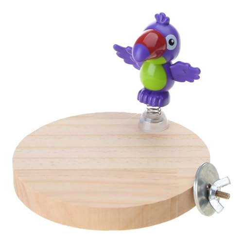 CYILPR Vogelspielzeug, Vogelsitzstange, Ständer aus Naturholz, Trainingsplattform mit Hühnerfeder-Spielzeug für kleine Papageienkäfig-Zubehör von CYILPR
