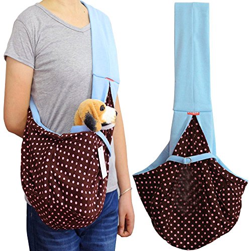 Tragetasche Hund,Hundetasche Haustier Sling Hund Katze Welpen Kleintier Träger Baumwolle Haustier Umhängetasche Träger Welpenbeutel (Color : Blue) von CYMKYQ