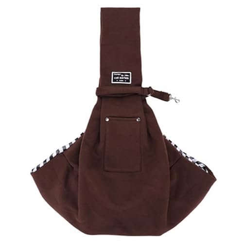 Tragetasche Hund,Hundetasche Haustier Welpenträger Outdoor Reise Hund Umhängetasche Einzelkomfort Sling Handtasche Tote Beutel Welpen Kätzchen Transport Pet Tragetasche Tasche (Color : Dark Brown) von CYMKYQ