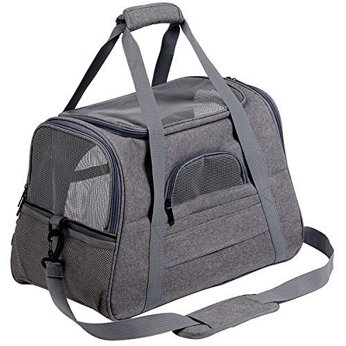 Tragetasche Hund,Hundetasche Hundeträger Taschen Tragbare Haustier Katze Hund Rucksack Atmungsaktive Katze Tragetasche Tragen for Katzen Kleines Hund (Color : Light Grey, Size : (44.5x25x28cm)) von CYMKYQ