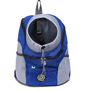 Tragetasche Hund,Hundetasche Outdoor atmungsaktive Hundeträger-Rucksack Doppel-Schulter tragbare Front-Mesh-Reise-Haustierbeutel for Katze kleine mittelgroße Hunde (Color : Blue, Size : S) von CYMKYQ