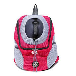 Tragetasche Hund,Hundetasche Outdoor atmungsaktive Hundeträger-Rucksack Doppel-Schulter tragbare Front-Mesh-Reise-Haustierbeutel for Katze kleine mittelgroße Hunde (Color : Pink, Size : S) von CYMKYQ