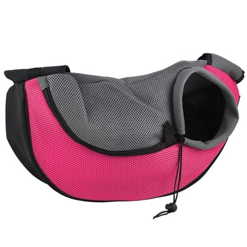 Tragetasche Hund,Hundetasche PET-Welpen-Träger im Freien Reise Handtasche Tasche Mesh Oxford Single Umhängetasche Sling Mesh Comfort Travel Tote Umhängetasche (Color : Pink, Size : L) von CYMKYQ