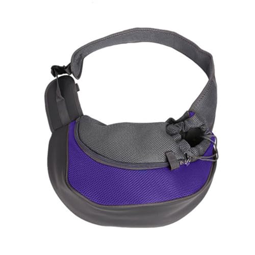 Tragetasche Hund,Hundetasche PET-Welpen-Träger im Freien Reise Handtasche Tasche Mesh Oxford Single Umhängetasche Sling Mesh Comfort Travel Tote Umhängetasche (Color : Purple, Size : L) von CYMKYQ