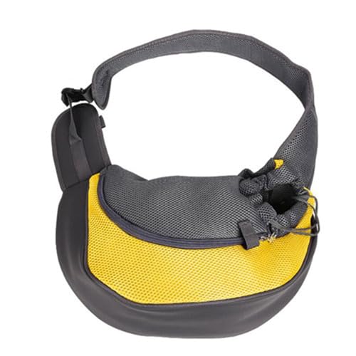 Tragetasche Hund,Hundetasche PET-Welpen-Träger im Freien Reise Handtasche Tasche Mesh Oxford Single Umhängetasche Sling Mesh Comfort Travel Tote Umhängetasche (Color : Yellow, Size : L) von CYMKYQ