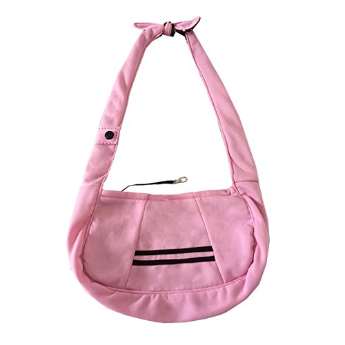 Tragetasche Hund,Hundetasche Qualität Weiche Baumwollmischung Sling Pet Hund Katze Welpen Tragetasche Single-Schulter Pet Bag Slings Hund Carriera (Color : Pink, Size : M) von CYMKYQ