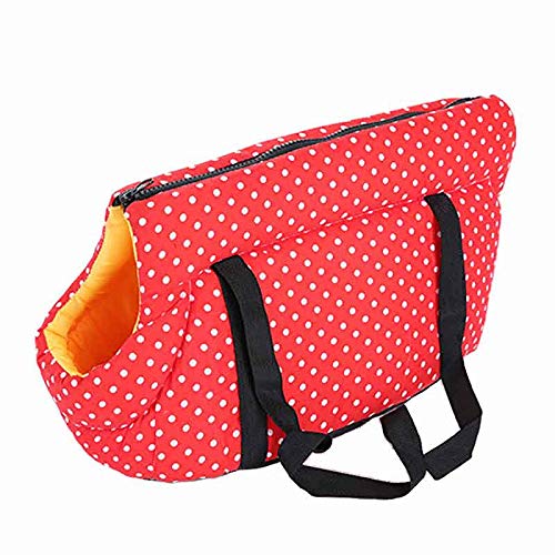 Tragetasche Hund,Hundetasche Weiche Haustier Hund Umhängetaschen geschützt Tragen Rucksack Outdoor Hundeträger Welpen Reisen for kleine Hunde (Color : Red Dot, Size : Small 39x20x22 Cm) von CYMKYQ