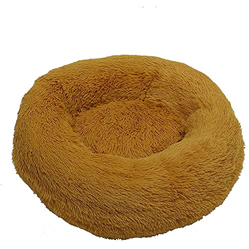 CYN Atmungsaktivem Hundekissen, Hundenest Auto Nest Plüsch kreisförmig Pet Nest Hundebett Winter Warme Matte Hund Pad Haustier liefert Haustier Bett-Gelb_35 Zoll von CYN