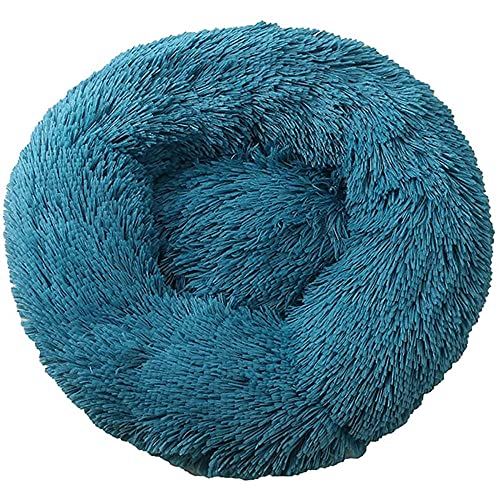 CYN Bequeme runde Plüsch-Hundebetten für Hunde und Katzen, Hundenest Auto Nest Plüsch kreisförmig Pet Nest Hundebett Winter Warme Matte Hund Pad Haustier liefert Haustier Bett-Blau_39 Zoll von CYN