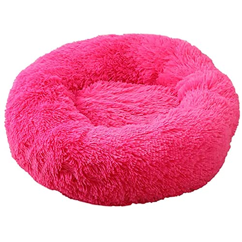 CYN Bequeme runde Plüsch-Hundebetten für Hunde und Katzen, Hundenest Auto Nest Plüsch kreisförmig Pet Nest Hundebett Winter Warme Matte Hund Pad Haustier liefert Haustier Bett-Rosa_27 Zoll von CYN