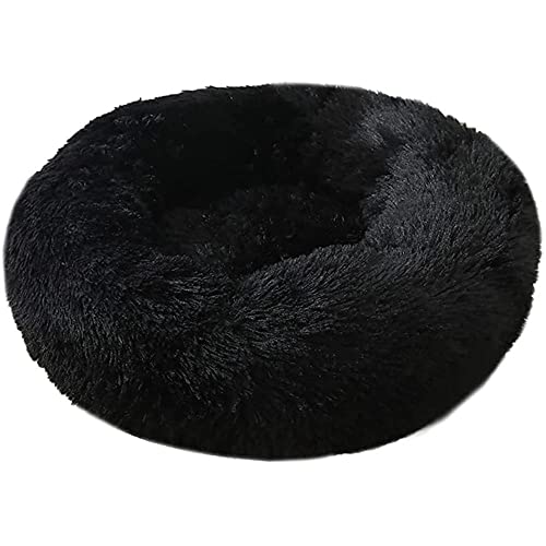 CYN Bequeme runde Plüsch-Hundebetten für Hunde und Katzen, Hundenest Auto Nest Plüsch kreisförmig Pet Nest Hundebett Winter Warme Matte Hund Pad Haustier liefert Haustier Bett-Schwarz_47 Zoll von CYN