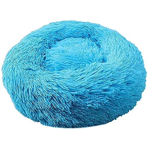 CYN Flauschiges Hundebett, Hundenest Auto Nest Plüsch kreisförmig Pet Nest Hundebett Winter Warme Matte Hund Pad Haustier liefert Haustier Bett-Blau 6_21 Zoll von CYN