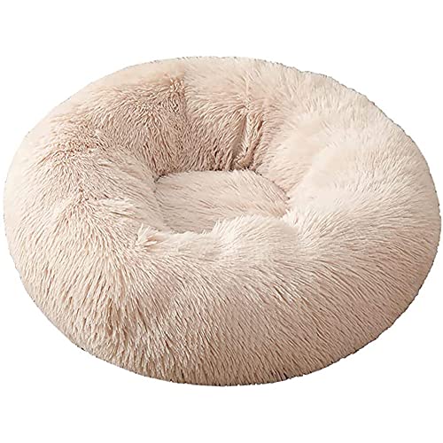 CYN Höhlen-Katzenbett mit Kapuze, Donut, Hundenest Auto Nest Plüsch kreisförmig Pet Nest Hundebett Winter Warme Matte Hund Pad Haustier liefert Haustier Bett-Beige_27 Zoll von CYN