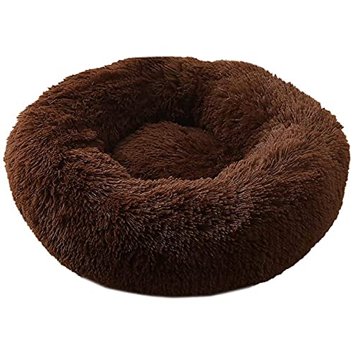 CYN Höhlen-Katzenbett mit Kapuze, Donut, Hundenest Auto Nest Plüsch kreisförmig Pet Nest Hundebett Winter Warme Matte Hund Pad Haustier liefert Haustier Bett-Kaffeefarbe_21 Zoll von CYN