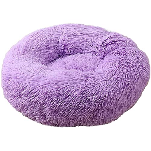 CYN Höhlen-Katzenbett mit Kapuze, Donut, Hundenest Auto Nest Plüsch kreisförmig Pet Nest Hundebett Winter Warme Matte Hund Pad Haustier liefert Haustier Bett-Violett_35 Zoll von CYN