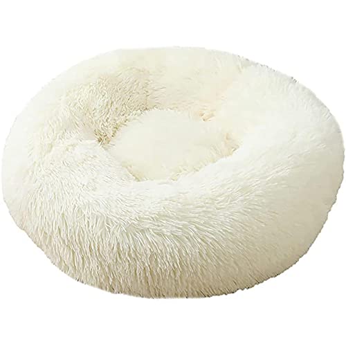 CYN Waschbar Hundebett, Hundenest Auto Nest Plüsch kreisförmig Pet Nest Hundebett Winter Warme Matte Hund Pad Haustier liefert Haustier Bett-Weiß_23 Zoll Haustier Hundebett für Hunde und Katzen von CYN