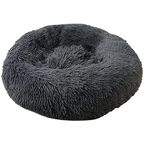 Haustierbett Rundes Hundebett und Katzenbett, Hundenest Auto Nest Plüsch kreisförmig Pet Nest Hundebett Winter Warme Matte Hund Pad Haustier liefert Haustier Bett-Grau_39 Zoll für drinnen, draußen von CYN