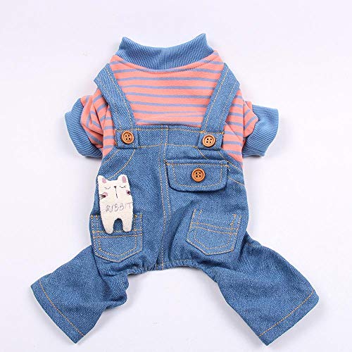 CYONGYOU Gestreifter Haustier Katze Hund Overall Herbst Kleidung Anzug L Rosa von CYONGYOU